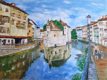 Peinture intitulée "Promenade en Savoie" par Claude Muyard, Œuvre d'art originale, Huile Monté sur Châssis en bois