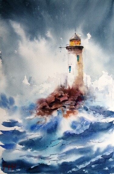 Peinture intitulée "lighthouse 32" par Giorgio Gosti, Œuvre d'art originale, Aquarelle