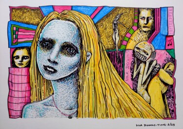 Drawing titled "Lila Downs - time" by Milto Sideris, Original Artwork, Marker