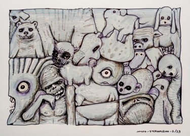 Tekening getiteld "EternalZoo" door Milto Sideris, Origineel Kunstwerk, Marker