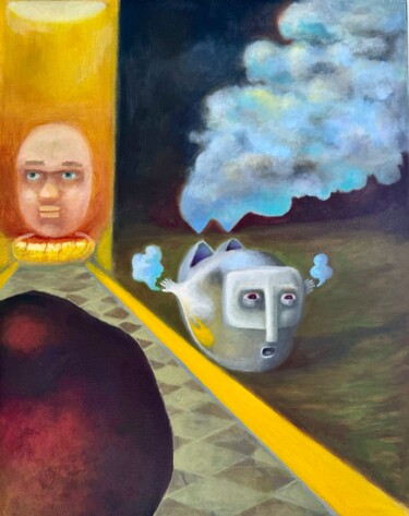 Pittura intitolato "Elephant Wisdom" da Piotr Paluchowski, Opera d'arte originale, Olio Montato su Telaio per barella in leg…