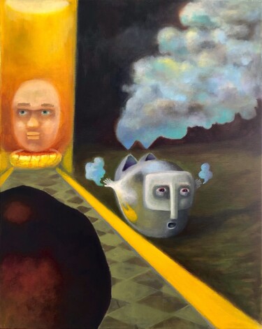 Peinture intitulée "Elephant Wisdom" par Piotr Paluchowski, Œuvre d'art originale, Huile Monté sur Châssis en bois
