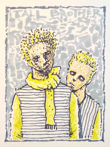 Disegno intitolato "Tall brother" da Milto Sideris, Opera d'arte originale, Pennarello