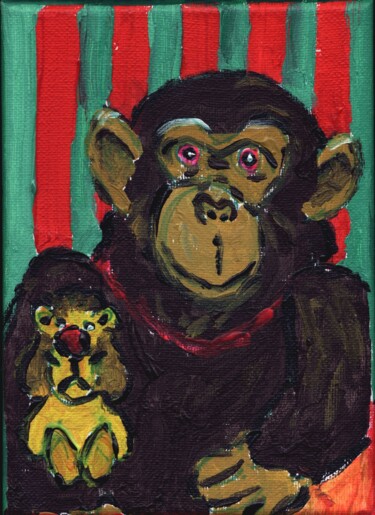 Malerei mit dem Titel "Das Katzerl" von Dieter Hamm, Original-Kunstwerk, Acryl Auf Keilrahmen aus Holz montiert