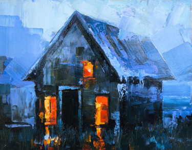 The Enchanted Cottage Painting titled "The Enchanted Cotta…" by Narek, Original Artwork, Oil Mounted on Wood Stretcher frame