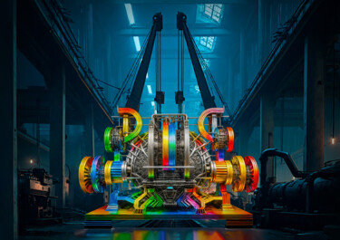 SCULPTURE INDUSTRIELLE MULTICOLORE