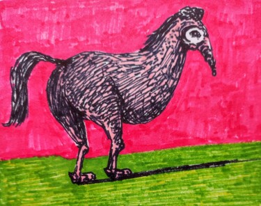 Desenho intitulada "Fantastic Pink Emot…" por Milto Sideris, Obras de arte originais, Marcador