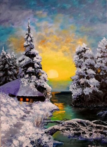 oil painting "Quiet evening" "oil painting "Quiet…" başlıklı Tablo Anton Zapotochnyi tarafından, Orijinal sanat, Petrol Ahşap Sedye çerçevesi üzerine mon…