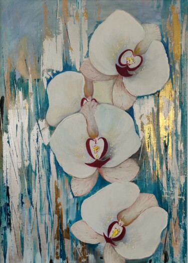 Painting titled "Orchidée" by Tatiana Paquot, Original Artwork, Acrylic Mounted on Wood Stretcher frame