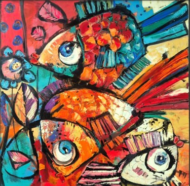 ARE YOU TALKING TO ME? III Peinture intitulée "ARE YOU TALKING TO…" par Sonja Brzak, Œuvre d'art originale, Huile Monté sur Châssis en bois