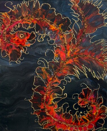 绘画 标题为“Le dragon ailé” 由Val Ans Art, 原创艺术品, 丙烯