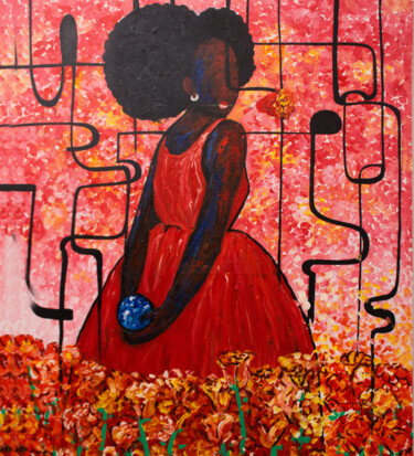 Peinture intitulée "Precious Gift" par Olajide Kuti, Œuvre d'art originale, Acrylique