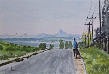 Cerro Botucaraí RS Brasil Pintura intitulada "Cerro Botucaraí RS…" por Marçal Francisco Bacchin Fernandes, Obras de arte originais, Aquarela