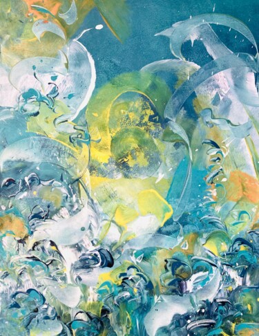Painting titled "SOURCE -2-" by Delphine Bernard, Original Artwork, Acrylic Mounted on Wood Stretcher frame