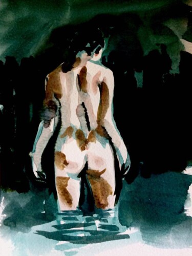 Dessin intitulée "La bonne heure" par Gaele Flao, Œuvre d'art originale, Encre