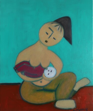 CONTENTMENT Peinture intitulée "CONTENTMENT" par Adele Mosonyi, Œuvre d'art originale, Huile Monté sur Châssis en bois