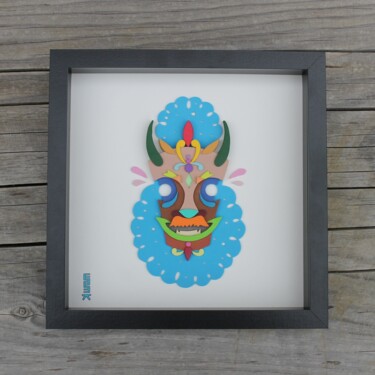 Collages intitulée "Mok'Sha'Ni" par Le Kwom, Œuvre d'art originale, Collages Monté sur Autre panneau rigide
