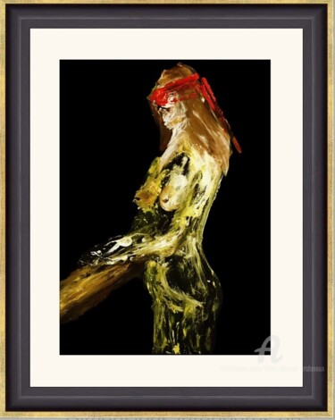 Nue aux yeux bandés 绘画 标题为“Nue aux yeux bandés” 由Julien Danaux (Artdanaux), 原创艺术品, 油 安装在纸板上