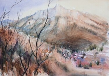 Vialas Lozère Painting titled "Vialas Lozère" by Eve Elikoff, Original Artwork, Watercolor