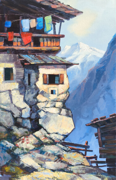 Life on the Edge 제목이 "Life on the Edge"인 미술작품 Narek로, 원작, 기름 나무 들것 프레임에 장착됨