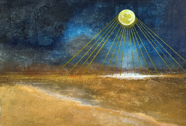Whisper of Moonlit Waters Malerei mit dem Titel "Whisper of Moonlit…" von Olga Iakovleva, Original-Kunstwerk, Acryl Auf Keilrahmen aus Holz montiert