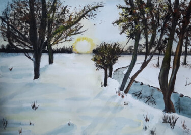 Peinture intitulée "Whispers of winter" par Isa-Isarielle, Œuvre d'art originale, Aquarelle