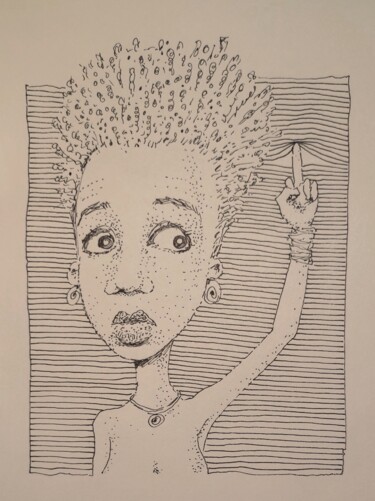 Tekening getiteld "Just checking" door Milto Sideris, Origineel Kunstwerk, Gelpen