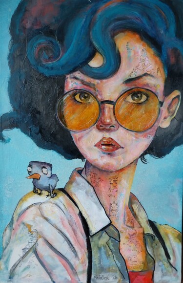 Peinture intitulée "La comptable" par Pascal Fairier, Œuvre d'art originale, Acrylique Monté sur Châssis en bois