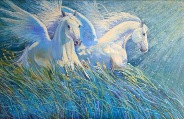 Pittura intitolato "Take to the air🌈" da Iryna Makhovska, Opera d'arte originale, Acrilico Montato su Telaio per barella in…