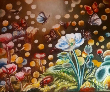Painting titled "Butterfly  in  flow…" by Marija Mitrovic, Original Artwork, Oil