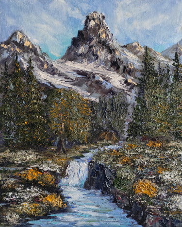 제목이 "Mountain landscape…"인 미술작품 Maria Galan로, 원작, 기름 나무 들것 프레임에 장착됨