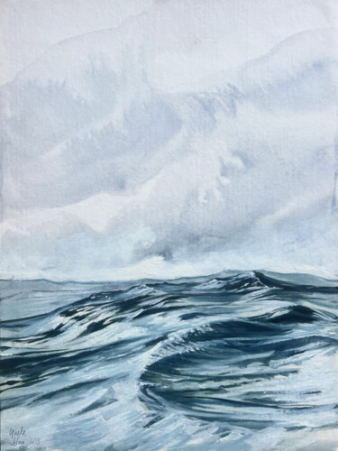 Peinture intitulée "Houle #6" par Gaele Flao, Œuvre d'art originale, Huile Monté sur Panneau de bois