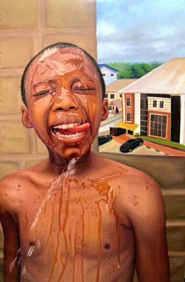 Peinture intitulée "Life And Water 3" par Emmanuel Ezechukwu Akanwa, Œuvre d'art originale, Huile Monté sur Châssis en bois