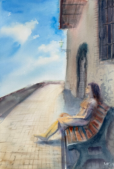 Painting titled "Quiet Afternoon in…" by Katerina Morozova, Original Artwork, Watercolor