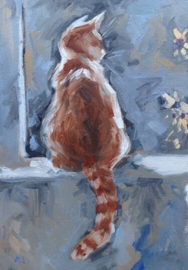 Painting titled "Котик" by Alexey Ivanets, Original Artwork, Oil