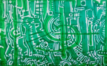 Dessin intitulée "Greener grass on th…" par Milto Sideris, Œuvre d'art originale, Marqueur