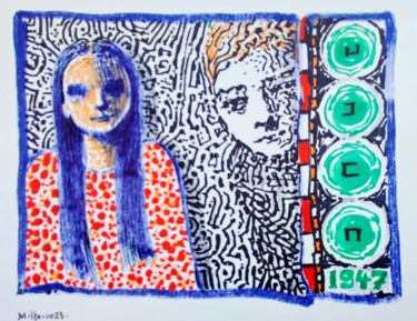 Dessin intitulée "1947" par Milto Sideris, Œuvre d'art originale, Marqueur