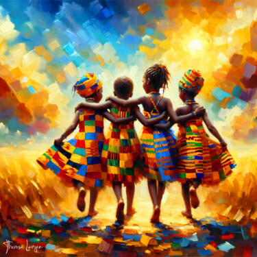 Digital Arts titled "Childhood Friends" by Theresa Akosua Otuko Pecku- Laryea, Original Artwork, AI generated image