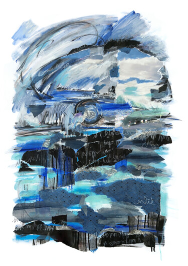 Painting titled "ENTRE CIEL ET EAU" by Meiun Caroline Maby, Original Artwork, Acrylic
