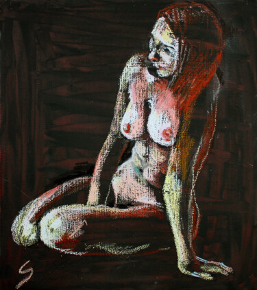 Evening nude XI Tekening getiteld "Evening nude XI" door Svetlin Kolev, Origineel Kunstwerk, Pastel