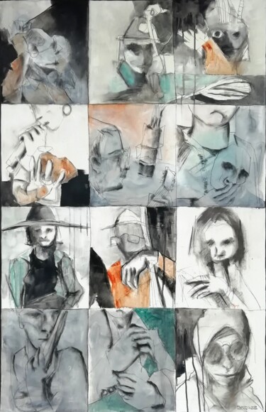 图画 标题为“Expressive fragment…” 由Francisco Santos, 原创艺术品, 木炭