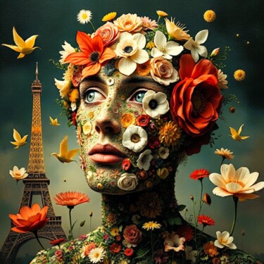 Peinture intitulée "Fleurs de Paris" par Valérie Colace, Œuvre d'art originale, Peinture numérique