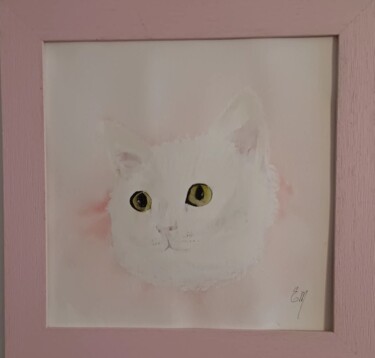 Douceur blanche Aquarelle originale unique encadrée Peinture intitulée "Douceur blanche Aq…" par Eliane Morvan (CREADELI "les petits bonheurs d'Eli"), Œuvre d'art originale,…