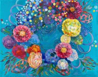 Schilderij getiteld "Dreams in Bloom" door Marina Mark, Origineel Kunstwerk, Acryl