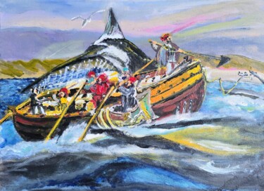 Painting titled "Piraci" by Krystyna Mościszko, Original Artwork, Acrylic