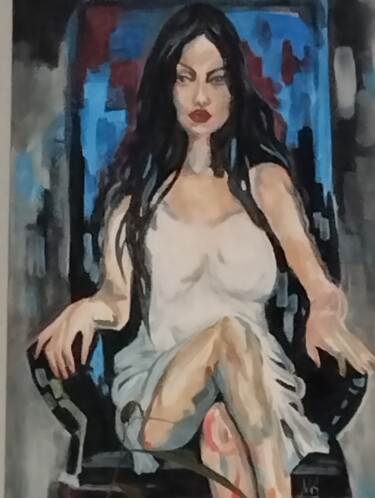 Malerei mit dem Titel "Femme fatal" von Maximilian Angenstein, Original-Kunstwerk, Acryl Auf Keilrahmen aus Holz montiert