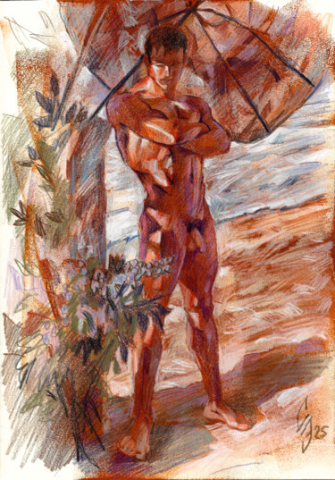 Dessin intitulée "In the shade of a b…" par Sergey Sovkov, Œuvre d'art originale, Acrylique