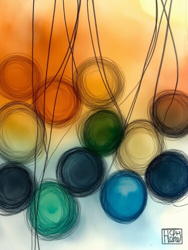 제목이 "Circles Abstraction…"인 디지털 아트 Hanna Kochet로, 원작, 연필