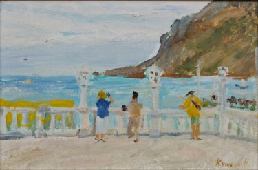 Painting titled "Summer walk" by Natal A Kusina, Original Artwork, Oil Mounted on Cardboard