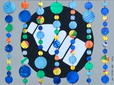 Collages intitulée "The Ocean Cleanup #1" par Mana, Œuvre d'art originale, Gouache Monté sur Panneau de bois